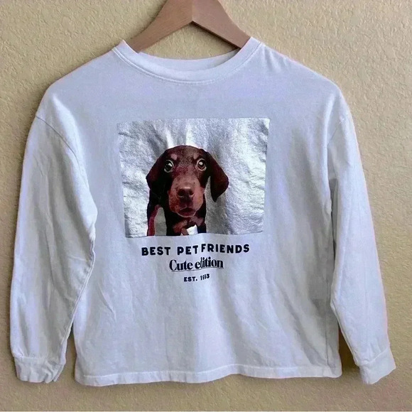 Zara Best Pet Friends Long Sleeve Crewneck Tee - Picture 1 of 3